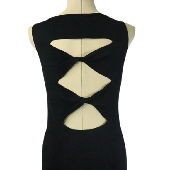 Zara Womens Knit Back Cut Out Midi Party Sleeveless Dress Fitted Bodycon Black M - Picture 3 of 6